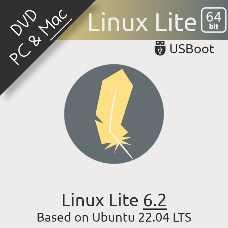 Disque DVD Linux Lite OS 6.2 64Bit Ubuntu Based