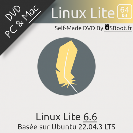 Disque DVD Linux Lite OS 6.6 64Bit Ubuntu Based