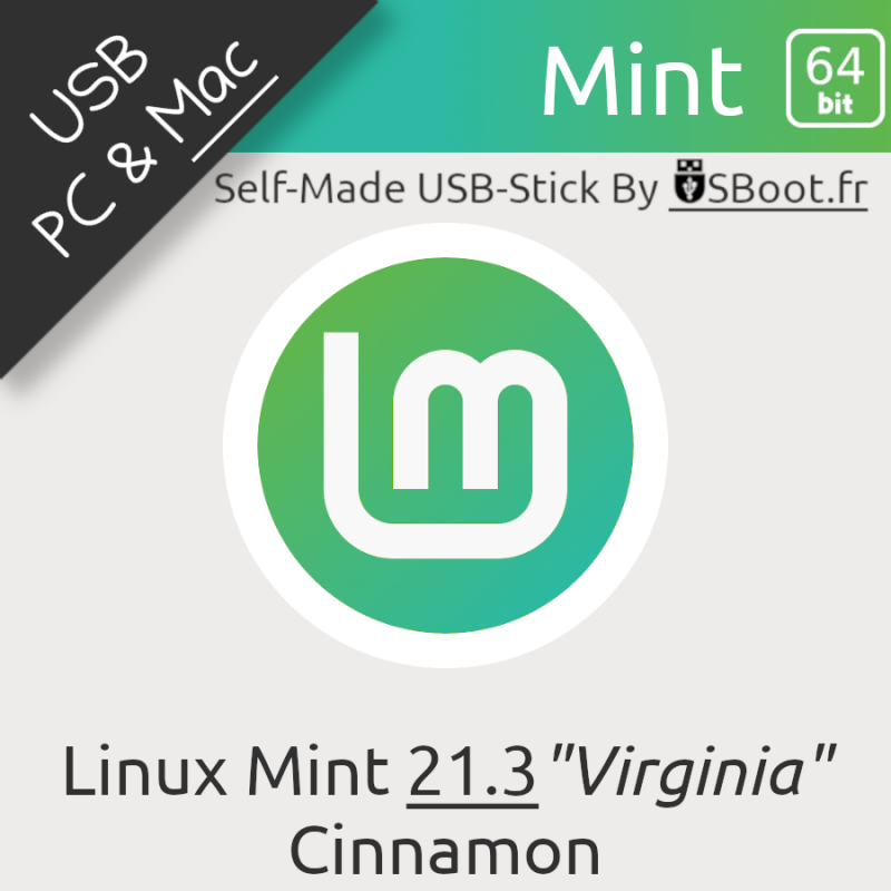 Clé USB Linux Mint 21.3 Préparée Bootable