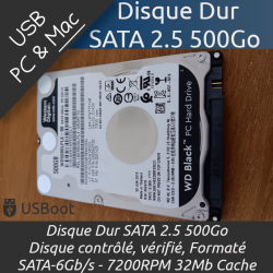 Disque Dur SATA 500Go 2.5"...