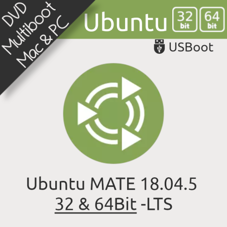 DVD Linux Ubuntu 18.04.5 Mate 32bit & 64Bit